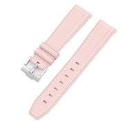 JZFOACHR Waterproof Rubber Watchband Fit For Watch Band 20mm Folding Buckle Watch Accessories For Watchbands For men women Watchband (Color : Light pink and white line, Size : 20mm)