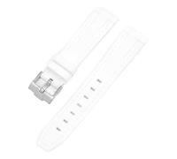 JZFOACHR Waterproof Rubber Watchband Fit For Watch Band 20mm Folding Buckle Watch Accessories For Watchbands For men women Watchband (Color : White white line, Size : 20mm)