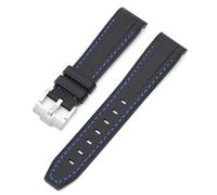 JZFOACHR Waterproof Rubber Watchband Fit For Watch Band 20mm Folding Buckle Watch Accessories For Watchbands For men women Watchband (Color : Black blue line, Size : 20mm)