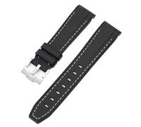 JZFOACHR Waterproof Rubber Watchband Fit For Watch Band 20mm Folding Buckle Watch Accessories For Watchbands For men women Watchband (Color : Black white line, Size : 20mm)