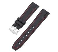 JZFOACHR Waterproof Rubber Watchband Fit For Watch Band 20mm Folding Buckle Watch Accessories For Watchbands For men women Watchband (Color : Black red line, Size : 20mm)