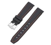 JZFOACHR Waterproof Rubber Watchband Fit For Watch Band 20mm Folding Buckle Watch Accessories For Watchbands For men women Watchband (Color : Black orange line, Size : 20mm)