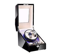 JZFOACHR Winder Automatic Winder 2 + 3 Winder Box Piano Paint Finish with Blue Led Light Soft Pillows Quiet Motor,G Winder