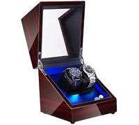 JZFOACHR Winder Double Winder for 2 Automatic Watches with Interior Backlight Soft Flexible Pillow Dual Power Supply Good Times Winder