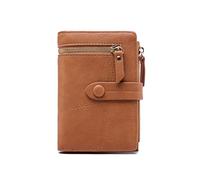 JZFOACHR Women Multifunction Short Wallets Zipper Mini PU Leather Female Coin Purses Fashion Ladies Clutch Card Holder,Luggage (E)