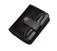 JZFOACHR Women's Short Retro Wallet Genuine Leather Tassel Zipper Hasp Mini Coin Purse Card Holders Phone Money Pouch Female Small Clutch,Luggage (A)