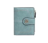 JZFOACHR Womens Wallet Bifold Credit Card Holder RFID Blocking with Zipper Coin Pocket PU Leather Purse (Peacock Blue), Blue, One Size