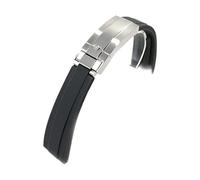 JZFOACHR Wrist Straps Black Watchband with Stainless Steel Buckle 20mm 21mm Rubber Silicone Watch Strap Watch Accessories