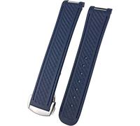 JZFOACHR Wrist Straps Curved 20mm Watchband Steel Buckle Watchband Bracelets Replaceable Watch Strap(Color:Black Blue)