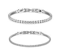 JZFOACHR Zircon Bracelet Single Row 5mm Round Full Diamond Tennis Chain, Lucky and Fashionable two bracelets