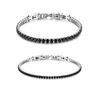 JZFOACHR Zircon Bracelet Single Row 7mm Round Full Diamond Tennis Chain, Lucky and Fashionable two bracelets