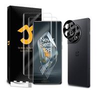 JZG 2 + 2 pieces for Oneplus 12R screen protector, 2 pieces flexible EPU film, 2 pieces camera protection, self-healing in 10 seconds, fingerprint ID support, easy installation for Oneplus 12R
