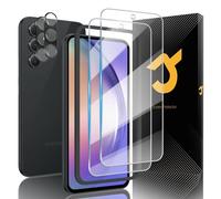 JZG 2 Pack Screen protector for Samsung A54 Screen Protector+2 Pack Camera Lens Protector,Support Fingerprint Unlock, Easy Installation, Anti-Scratch, HD Clear