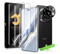 JZG 3 Pack Screen protector for Honor Magic 6 Pro(SOFT),2 Pack Camera Lens Protector,Support Fingerprint Unlock, Easy Installation, Anti-Scratch, HD Clear