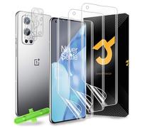JZG 5 Pack Screen Protector for OnePlus 9 Pro, 3 Flexible Soft TPU Film (Not Glass), 2 Tempered Glass Camera Protector, Ultrasonic Fingerprint unlock, Full Coverage, Instant Repair, Case Friendly