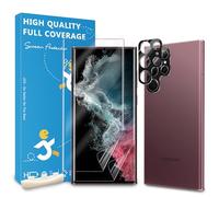 JZG Pack of 2 + 2 for Samsung S22 Ultra 5G Screen Protector [Non-Glass], 2 Screen Protectors + 2 Camera Protection, Fingerprint ID Support, Self-Healing, Anti-Scratch, HD Clear