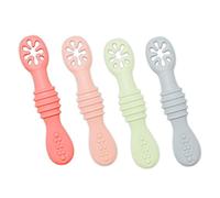 Jzhen 4 Pack Baby Spoons, First Self Feeding Spoon Set Baby Starter Spoon, Feeding Spoons and Teething Aid Spoon for Baby Weaning, Feeding Training