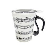 Jzhen Novelty Unique Gift Music Porcelain Mug Personality Music Ceramic Notes Cups with Lid for Coffee Tea Water in Travel Home Use 400ml
