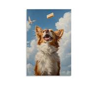 JZHJNHRR Animal Oil Painting of A Dog Slipping Backward While Trying to Catch A Flying Soap Bar Mid-air. Artistic Wall Mural Modern Hanging Decor Poster20x30inch(50x75cm)