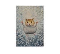 JZHJNHRR Animal Oil Painting of A Hamster Making Snow Angels with Trail Lines Like Sacred Geometry. Artistic Wall Mural Modern Hanging Decor Poster24x36inch(60x90cm)