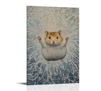 JZHJNHRR Animal Oil Painting of A Hamster Making Snow Angels with Trail Lines Like Sacred Geometry. Artistic Wall Mural Modern Hanging Decor Poster24x36inch(60x90cm)