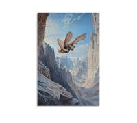 JZHJNHRR Animal Oil Painting of A Squirrel in A Wingsuit Gliding through Canyon Air, Cliffs Rising on Both Sides. Artistic Wall Mural Modern Hanging Decor Poster08x12inch(20x30cm)