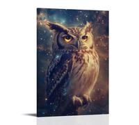 JZHJNHRR Animal Poster: Cosmic Owl - Keeper of Starlight Secrets Artistic Wall Mural Modern Hanging Decor Poster20x30inch(50x75cm)