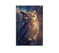 JZHJNHRR Animal Poster: Cosmic Owl - Keeper of Starlight Secrets Artistic Wall Mural Modern Hanging Decor Poster12x18inch(30x45cm)