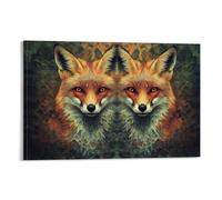JZHJNHRR Animal Poster: Fractal Foxes in A Geometric European Forest, Algorithmic Symmetry Artistic Wall Mural Modern Hanging Decor Poster20x30inch(50x75cm)