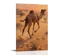 JZHJNHRR Camel Standing Up in Desert, Camel Bell Ringing Softly Artistic Wall Mural Modern Hanging Decor Poster24x36inch(60x90cm)