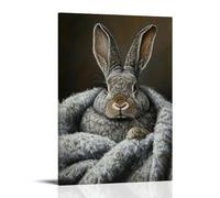 JZHJNHRR Dutch Golden Age Rendering of A Flemish Giant Rabbit Resting on A Woolen Blanket, Its Fur Like Brushed Snow Artistic Wall Mural Modern Hanging Decor Poster12x18inch(30x45cm)