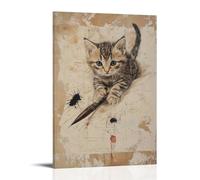 JZHJNHRR Dutch Golden Age Scene of A Tabby Kitten Pouncing on A Fallen Quill Pen, Inkblots Staining Parchment Artistic Wall Mural Modern Hanging Decor Poster08x12inch(20x30cm)