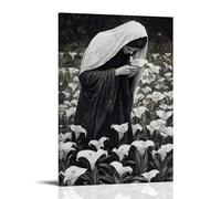 JZHJNHRR Mary Weeps Into The Soil, And Where Her Tears Fall, Lilies Bloom in The Shape of Doves. Artistic Wall Mural Modern Hanging Decor Poster12x18inch(30x45cm)