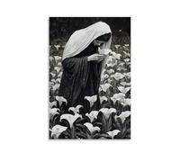 JZHJNHRR Mary Weeps Into The Soil, And Where Her Tears Fall, Lilies Bloom in The Shape of Doves. Artistic Wall Mural Modern Hanging Decor Poster24x36inch(60x90cm)