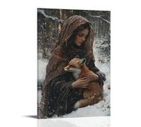 JZHJNHRR Mary Wraps Her Veil Around A Shivering Fox in The Snow, Warming It with The Light of Her Breath. Artistic Wall Mural Modern Hanging Decor Poster08x12inch(20x30cm)