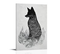 JZHJNHRR Minimalist Fox Silhouette Gracefully Emerging from Quietly Flowing Abstract Patterns on Solid Canvas. Artistic Wall Mural Modern Hanging Decor Poster12x18inch(30x45cm)