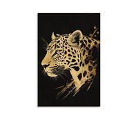 JZHJNHRR Minimalist Leopard Emerging Quietly Through Gentle Abstract Patterns Set on Solid Color Canvas. Artistic Wall Mural Modern Hanging Decor Poster20x30inch(50x75cm)