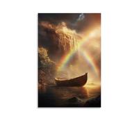 JZHJNHRR Noah Lifts His Eyes As The Rainbow Arches Above still Waters, The Ark Resting in A Hush of New Creation. Artistic Wall Mural Modern Hanging Decor Poster20x30inch(50x75cm)