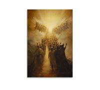 JZHJNHRR On A Bridge of Golden Light, Angels Carry The Souls of Children Upward While Parents Wave Tearfully Below. Artistic Wall Mural Modern Hanging Decor Poster20x30inch(50x75cm)