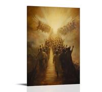JZHJNHRR On A Bridge of Golden Light, Angels Carry The Souls of Children Upward While Parents Wave Tearfully Below. Artistic Wall Mural Modern Hanging Decor Poster20x30inch(50x75cm)