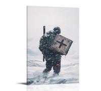 JZHJNHRR On A Cold Battlefield, A Soldier Shields A Tattered Bible with His Body, The Cross Shining in The Bloodied Snow. Artistic Wall Mural Modern Hanging Decor Poster20x30inch(50x75cm)
