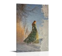 JZHJNHRR On A Frozen River, Mary’s Reflection Burns Like Gold Beneath The Clear Winter Sky. Artistic Wall Mural Modern Hanging Decor Poster16x24inch(40x60cm)