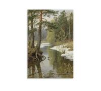 JZHJNHRR Pine Forest Edge Scenic Spring View Artistic Wall Mural Modern Hanging Decor Poster12x18inch(30x45cm)