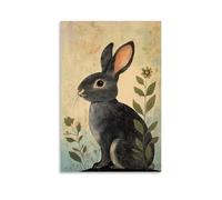 JZHJNHRR Rabbit in Garden With Curving Leaf Geometry on A Pale Pasture Background. Artistic Wall Mural Modern Hanging Decor Poster16x24inch(40x60cm)