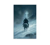 JZHJNHRR Riding through A Blizzard, A Knight Follows The Faint Glow of A Distant Cross Carved in Ice And Wind. Artistic Wall Mural Modern Hanging Decor Poster24x36inch(60x90cm)