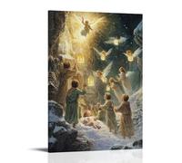 JZHJNHRR Shepherds Gather Around A Newborn Child, As Angels Descend with Lanterns Made of Crystal And Gold. Artistic Wall Mural Modern Hanging Decor Poster12x18inch(30x45cm)