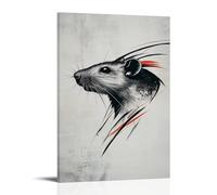 JZHJNHRR Stylized Rat Formed From Gentle Minimal Lines Over An Urban Gray Canvas. Artistic Wall Mural Modern Hanging Decor Poster08x12inch(20x30cm)