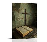 JZHJNHRR The Bible And Cross Lie Side by Side in A War Museum, Untouched by Time, A Silent Testament to Hope. Artistic Wall Mural Modern Hanging Decor Poster16x24inch(40x60cm)