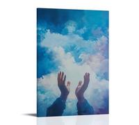 JZHJNHRR The Christ Childs Hands Reach Toward The Sky, And The Clouds Part in Shapes of Silent Rejoicing. Artistic Wall Mural Modern Hanging Decor Poster16x24inch(40x60cm)