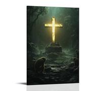 JZHJNHRR The Cross Glows in A Jungle Temple, And The Monkeys Kneel Without Knowing Why. Artistic Wall Mural Modern Hanging Decor Poster24x36inch(60x90cm)